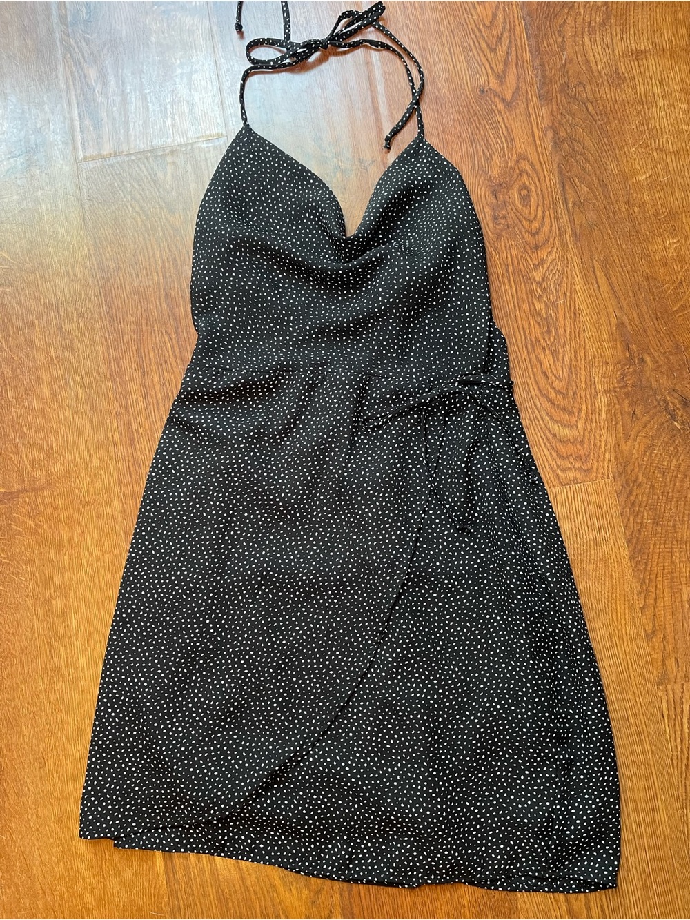 Black Polka Dot Halter Slip Dress